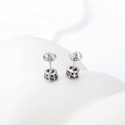 Pendientes Vintage Con Zirconia Negra Aretes Para Hombre De Acero Inoxidable