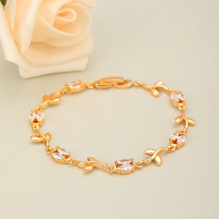 Pulsera De Cadena De Cobre Con Múltiples Flores Y Zirconias Brillantes