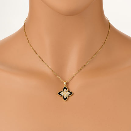 Collar Con Colgante De Flor De Cuatro Hojas De Diamantes De Imitación De Moda De Acero Inoxidable