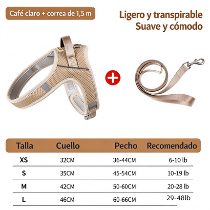 Arnés Reflectante para Perro con Correa, Ajustable Arnés de Pecho de Estilo Silla de Montar, Transpirable Antitirones para Paseos Diarios