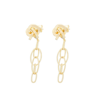 Aretes Con Colgante De Rosa y Flecos, Diseño En Aro De Cobre