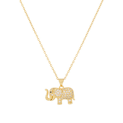 Collar De Único Diseño Con Colgante De Diamante De Imitación De Elefante Casual