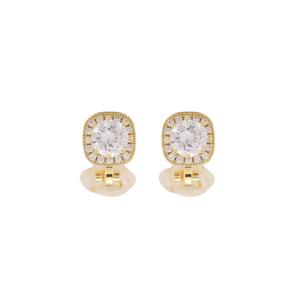 Aretes De Presion De cobre Ear Cuff Cuadrado Con Zirconia Elegante