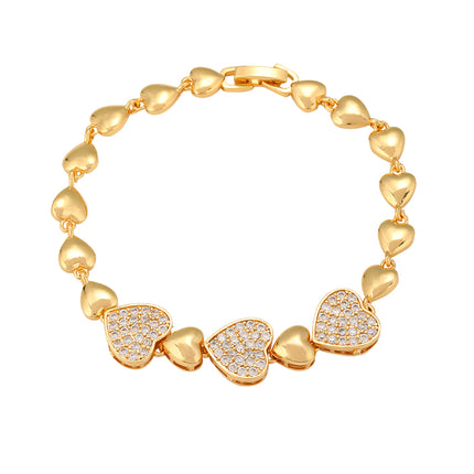 Pulsera Con Corazón Incrustado De Zirconias Elegante Y Brillante