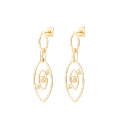 Aretes De Cobre Clásicos Con Colgante Ojo De Demonio En Oro 18K