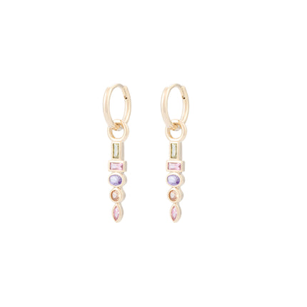 Aretes De Cobre Con Forma De Clavo Y Zirconias Multicolor Diseño Moderno