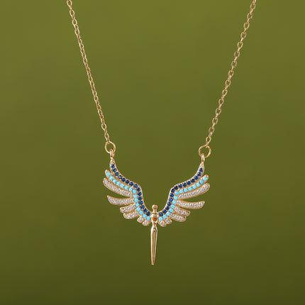 Collar Elegante De Acero Inoxidable De Moda Con Colgante De Alas De Ángel Para Mujer Casual