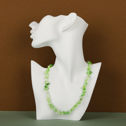 Collar De Cuentas De Grava Natural Transparente De Moda Casual Con Cadena Acero Inoxidable 316
