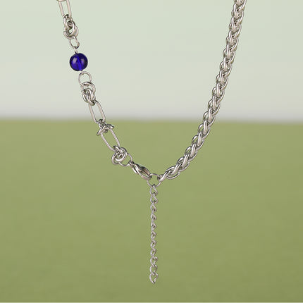 Collar De Acero Inoxidable Con Cadena De Diseño Único Con Colgante De Jade De Moda