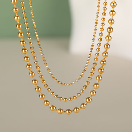 Collar De Cadena De Moda Multicapa De Cuentas Dorado De Lujo Leve De Estilo Neutro