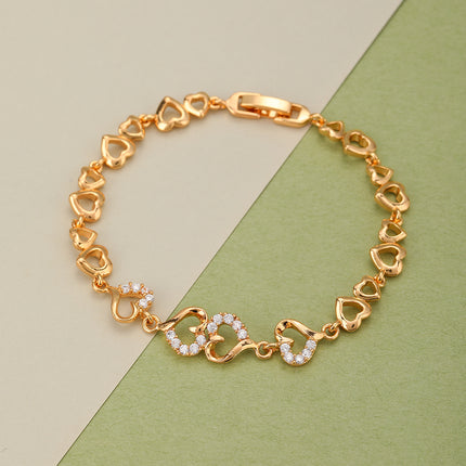 Pulsera De Cobre Con Encantadora Cadena De Corazones Romántico