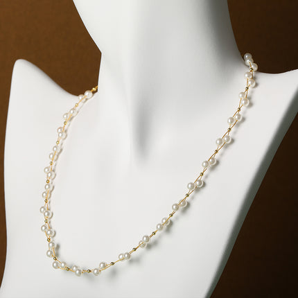 Collar Elegante De Perlas De Cristal Versátil De Moda Sencillo Y Casual De Cadena De Acero Inoxidable