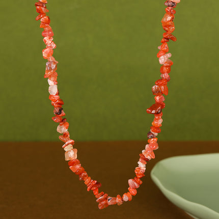 Collar De Cuentas De Grava Natural Transparente De Moda Casual Con Cadena Acero Inoxidable 316