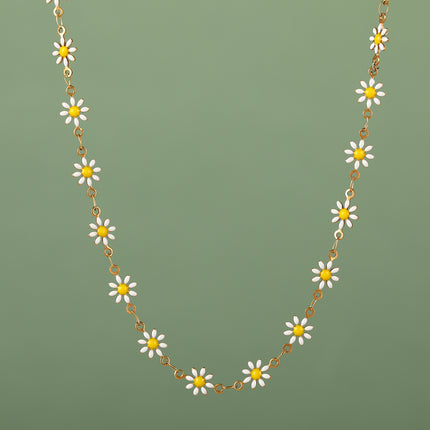 Collar De Margaritas De Cadena De Acero Inoxidable De Estilo Étnico De Moda