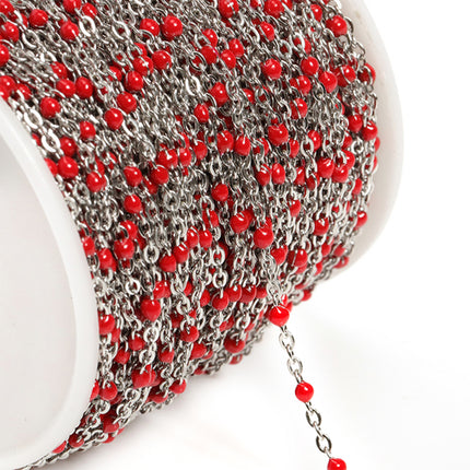 Collar Cadena De Bolas De Acero Inoxidable Con Esmalte De Colores, 2m