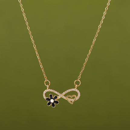 Collar Con Colgante En Forma De 8 De Diamante De Imitación Con Corazón Y Margarita Sencillo