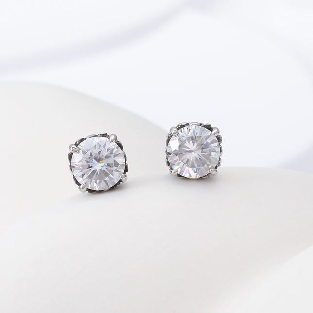 Pendientes De Diamantes Zirconia En Garra Para Hombre De Acero Inoxidable