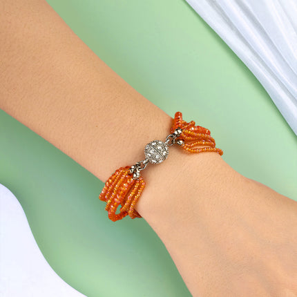Pulsera De Múltiples Capas Con Pequeñas Cuentas De Cristal Estilo Elegante