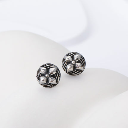 Pendientes Con Diseño Clásicos De Escudo Redondo Aretes Para Hombre De Acero Inoxidable