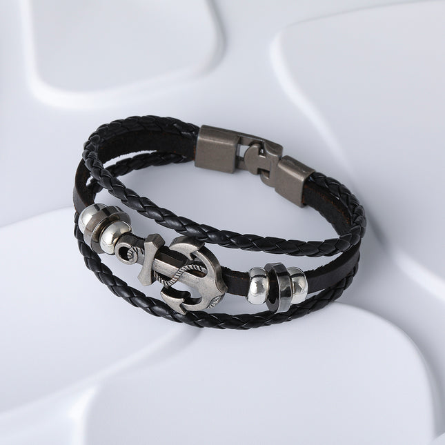 Pulseras Artesanales De Hilo Con Elemento De Ancla En Acero Inoxidable