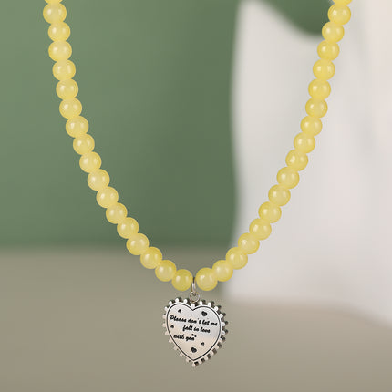 Collar De Cuentas De Vidrio Pequeño De Lujo Leve De Moda Con Colgante De Corazón