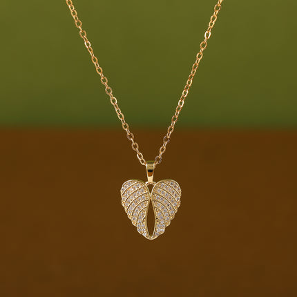 Collar Con Colgante De Corazón De Diamantes De Imitación De Dos Pétalos Casual Para Mujer
