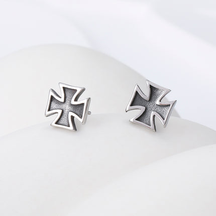 Pendientes Con Diseño De Cruz Cuadrada Vintage Y Moda Para Hombre De Acero Inoxidable