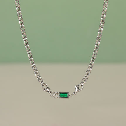 Collar Simple De Acero Inoxidable De Estilo INS Con Ladrillo Verde De Moda Casual