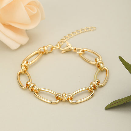 Pulsera De Cadena Ovalada Con Cierre Minimalista, Estilo Moderno