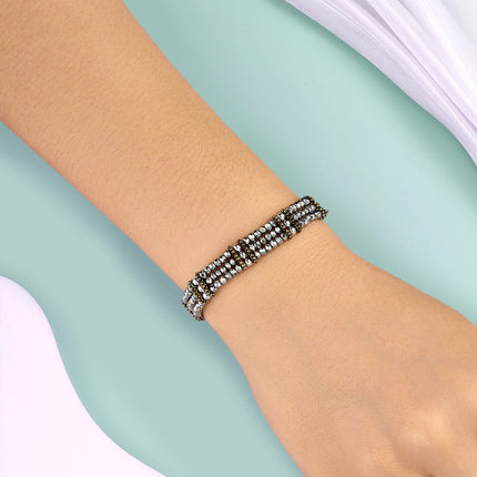 Pulsera De Cuentas Multicapas De Cristal Y Aleación Estilo Ins
