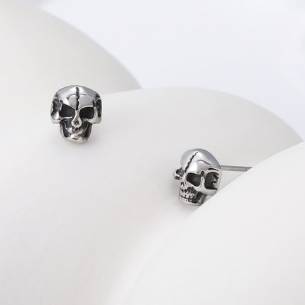 Pendientes Con Diseño De Calavera Sonriente Aretes Para Hombre De Acero Inoxidable