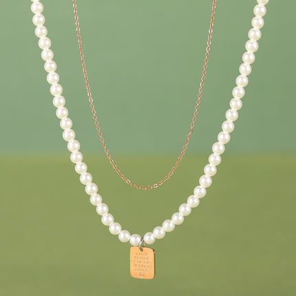Collar De Cuentas Pequeñas De Perlas De Doble Capa De Lujo Leve De Moda