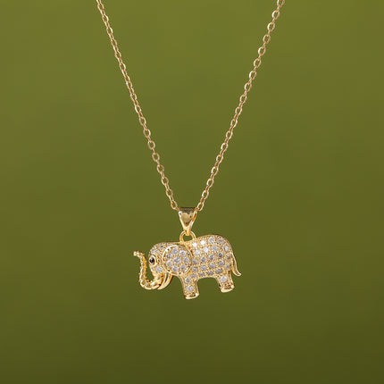 Collar De Único Diseño Con Colgante De Diamante De Imitación De Elefante Casual