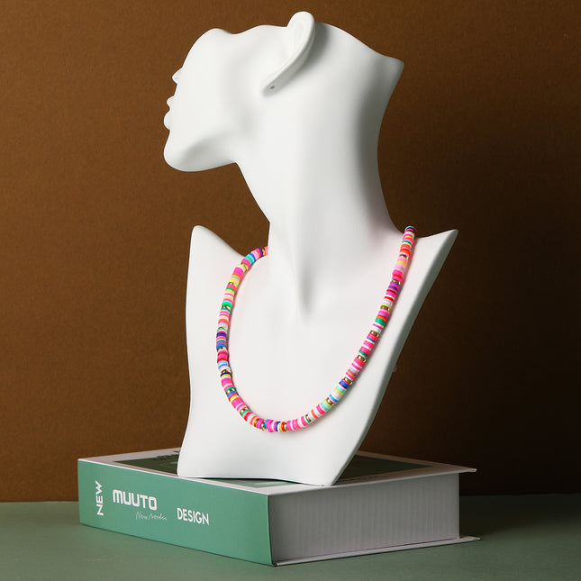 Collar De Cadena De Tendencia Moda Personalizada Con Cuentas Planas De Colores