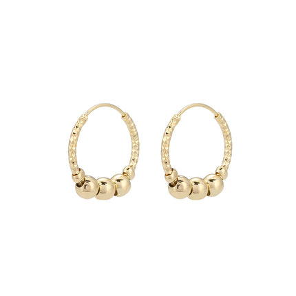Aretes Vintage Brillantes De Esferas Doradas, Oro De 14K Y Cobre