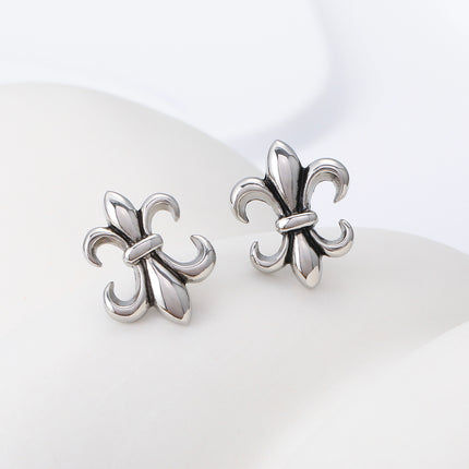 Pendientes Con Diseño Cruz flor Vintage Aretes Para Hombre De Acero Inoxidable