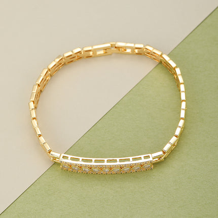 Pulsera De Cobre Ancha Con Corazones De Circonita, Estilo Retro