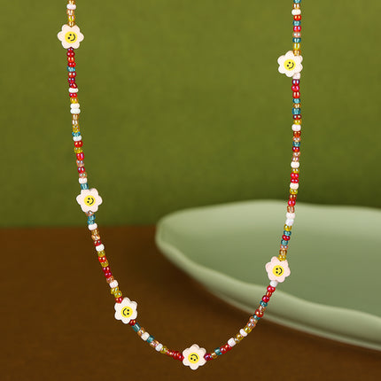 Collar De Cuentas De Colores Con Accesorios Flores De Estilo Bohemio De Moda