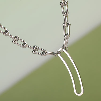 Collar Grueso Con Hebilla En Forma De U Simple De Acero Inoxidable