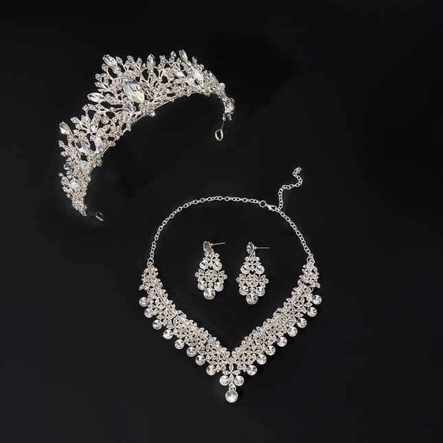 Conjunto De Collar Y Aretes Corona De Boda, Joyería De Aleación