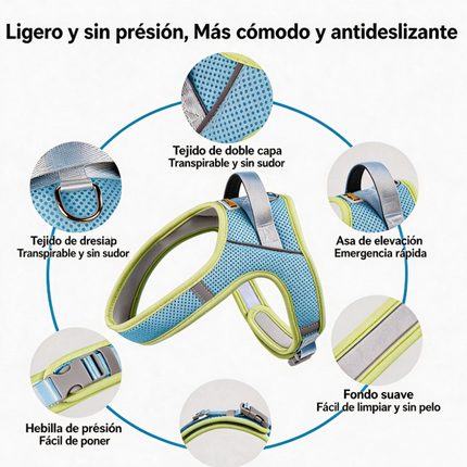Arnés Reflectante para Perro con Correa, Ajustable Arnés de Pecho de Estilo Silla de Montar, Transpirable Antitirones para Paseos Diarios