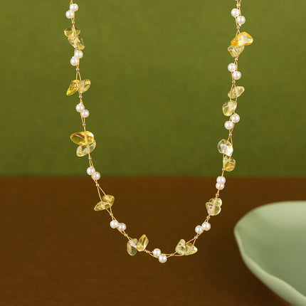 Collar De Piedras De Colores Con Cuentas De Moda Con Perlas De Cristal De Cadena De Acero Inoxidable