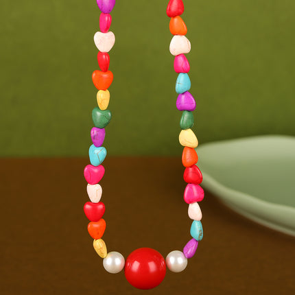 Collar Único De Cuentas Turquesa De Colores Industrial Pesado De Moda