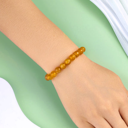 Pulsera De Cuentas De Ágata Amarilla, Estilo Simple Y Elegante