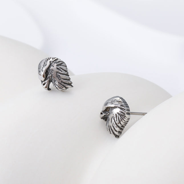 Pendientes Con Diseño Cabeza De Águila Aretes Para Hombre De Acero Inoxidable