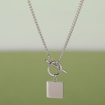 Collar Sencillo Con Marca Cuadrada De Pegamento De Moda Casual De Acero Inoxidable