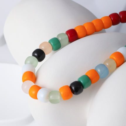 Pulsera De Cuentas De Cristal Colores Vibrantes Con Acero Inoxidable