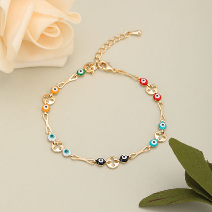 Pulsera De Cobre Con Ojos Multicolores De Diseño Divertido Y Simple