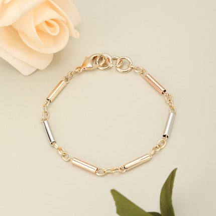 Pulsera De Cadena Con Tubos Tricolores De Cobre, Diseño Moderno
