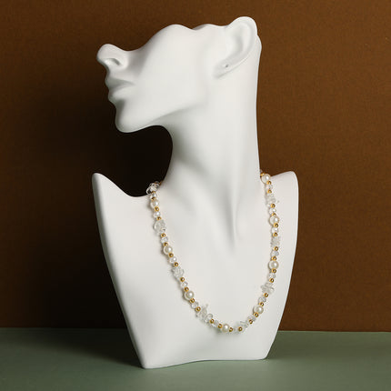 Collar De Cuentas De Piedras De Lujo Leve Con Perlas Y Diamantes De Moda